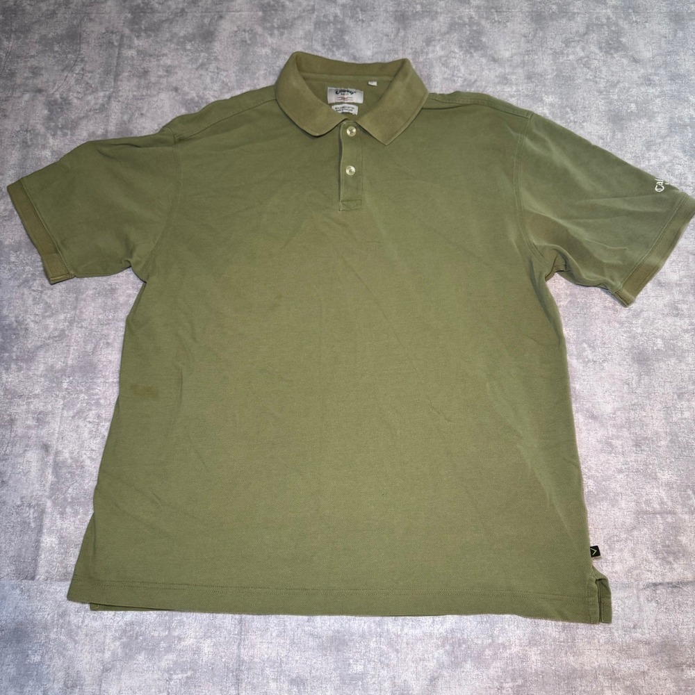 Callaway Golf Sport Mens Large Olive Green Combed Cotton Pique Polo Shirt